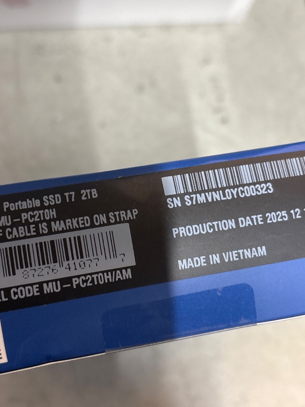 Photo 1 of SAMSUNG T7 Portable SSD, 2TB External Solid State Drive, Speeds Up to 1,050MB/s, USB 3.2 Gen 2, Reliable Storage for Gaming, Students, Professionals, MU-PC2T0H/AM, Blue