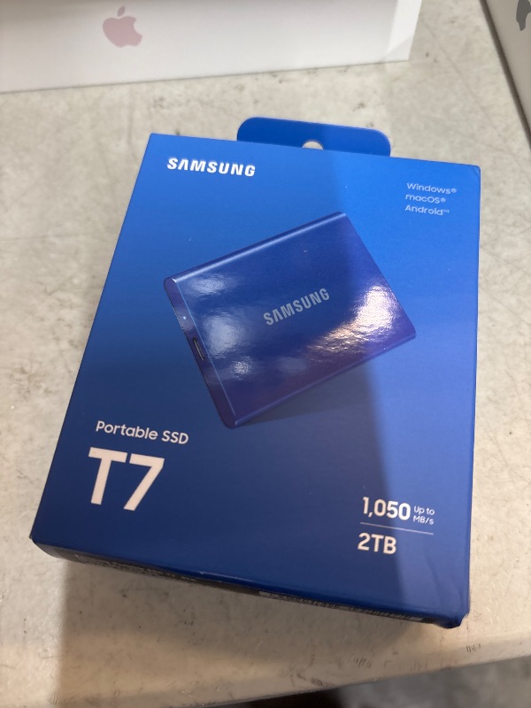 Photo 1 of SAMSUNG T7 Portable SSD, 2TB External Solid State Drive, Speeds Up to 1,050MB/s, USB 3.2 Gen 2, Reliable Storage for Gaming, Students, Professionals, MU-PC2T0H/AM, Blue