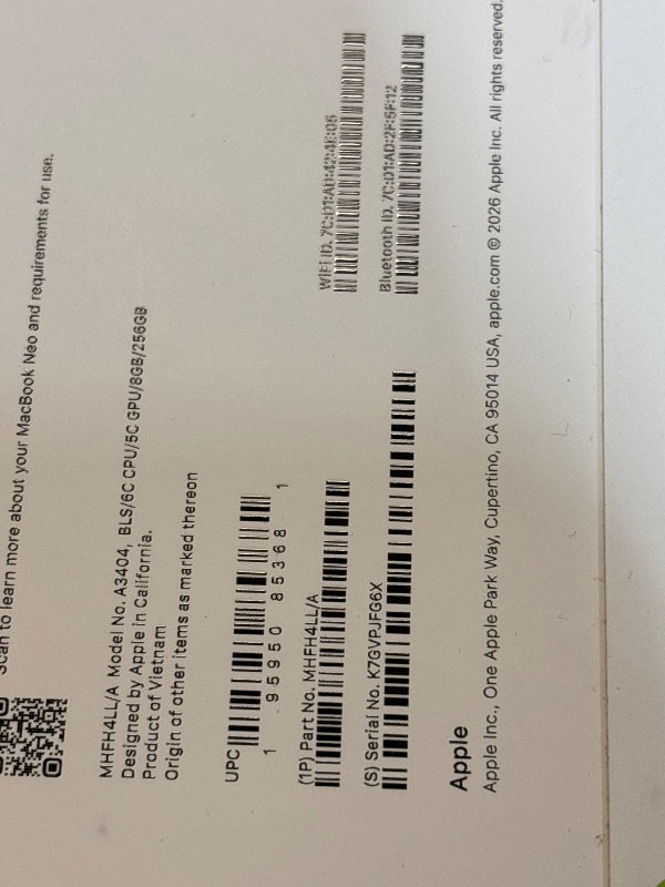 Photo 1 of Apple 2026 MacBook Neo 13-inch Laptop with A18 Pro chip: Built for AI and Apple Intelligence, Liquid Retina Display, 8GB Unified Memory, 256GB SSD Storage, 1080p FaceTime HD Camera; Blush