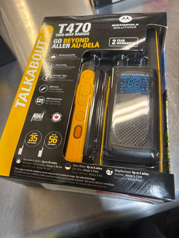 View 2 of Motorola Solutions T470 Two-Way Radio Black W/Yellow Rechargeable Two Pack
