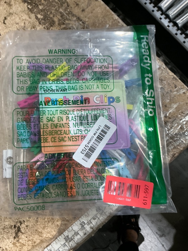 View 2 of Push Pin Clips for Cork Board Colorful Push Pins with Wooden Clips