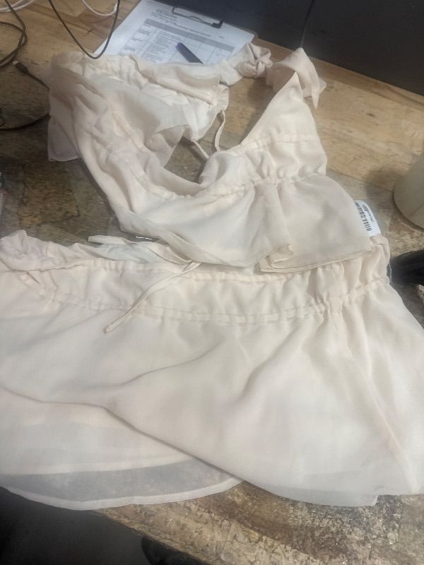 View 2 of ***STOCK PHOTO MAY VARY ****Women Y2K 2 Piece Skirt Set Satin Lace Trim Sleeveless Tie Back Tank Tops Elastic Waist Mini Skirt Slim Fit SIZE PETTE MEDI Outfits