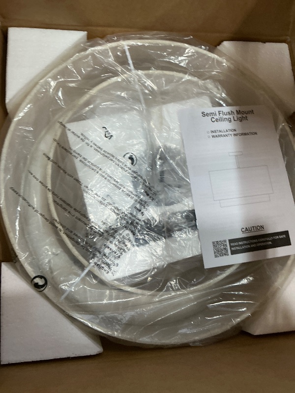 View 2 of 16" Semi Flush Mount Ceiling Light, 3-Light Drum Ceiling Light Fixture