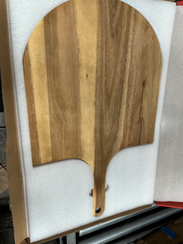 View 2 of 16-Inch Wooden Pizza Peel, X-Large Paddle, Cutting & Serving Board w Handle