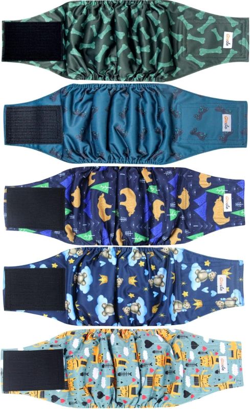 View 1 of  Pack Dog Diapers Male, Premium Belly Bands for Male Dogs, High Absorbing Male Dog Pee Wraps for Doggie in Incontinence or Excitable Urination and Training L