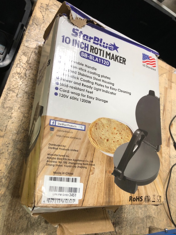 View 2 of 10inch Roti Maker by StarBlue with FREE Roti Warmer and Removable Handle - The automatic Stainless Steel Non-Stick Electric machine to make Indian style Chapati, Tortilla, Roti AC 110V 50/60Hz 1200W