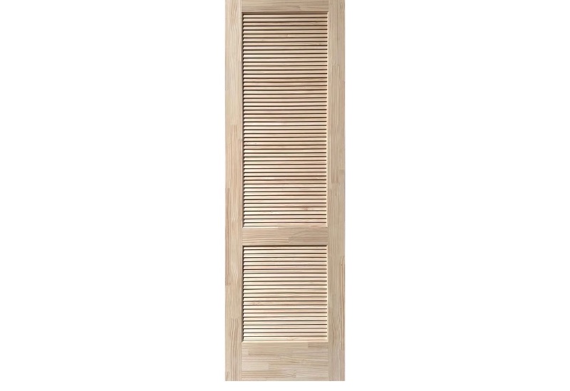 View 1 of ***CHECK ALL COMMENTS/PHOTOS***. Door Elements™ Multi-Finger Joint Solid Pine Louver Over Louver Door Slab 30X96 Unfinshed