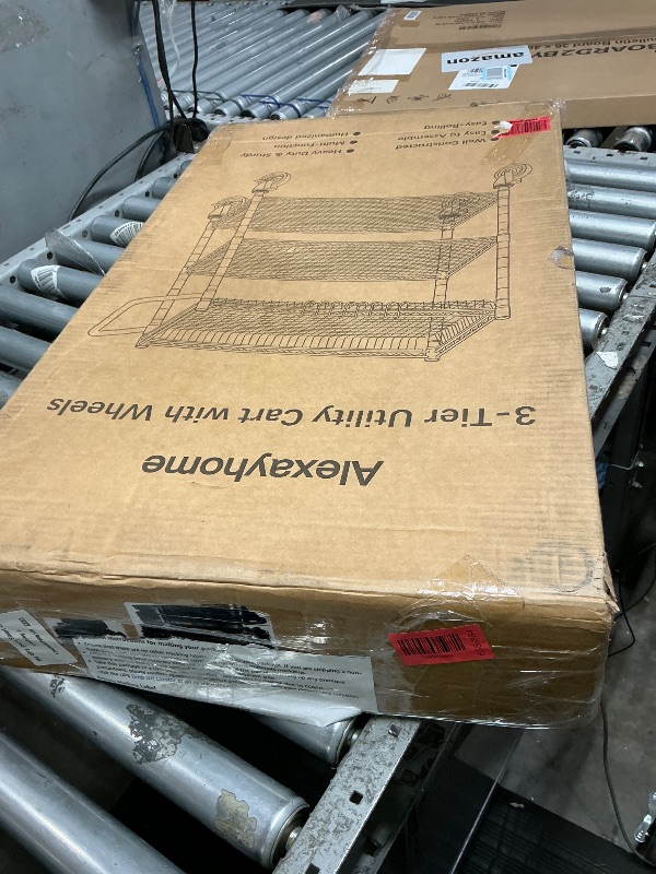 View 2 of 1050Lbs Heavy Duty 3 Tier Rolling Utility Metal Storage Cart with Wheels
