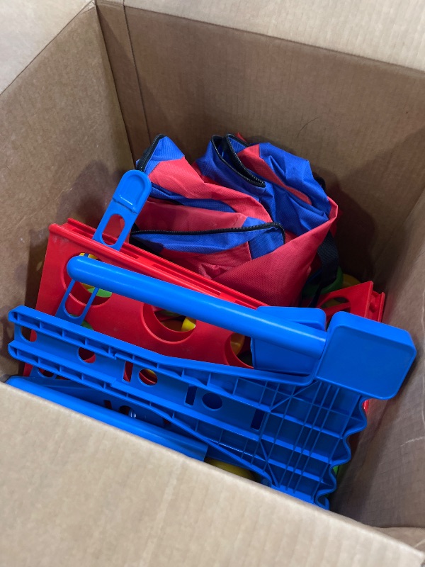 Photo 1 of GADFISH Giant 4 in A Row - 2.6 FT Tall Outdoor 4 in A Row Perfect for Indoor & Outdoor Use, 4-to-Score Giant Game Set for Kids & Adults, with 42 Jumbo Rings & Quick-Release Slider (Red & Blue)
