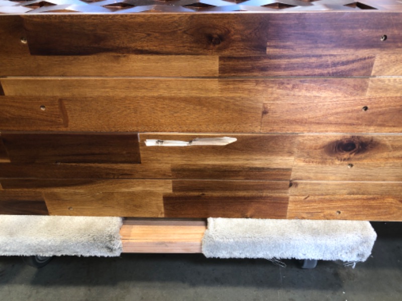Photo 1 of Sideboard Georgina Solid Wood 2 Doors & 3 Drawers, 61'' Mid Century Modern Cabinet With Geometric Pattern For Kitchen, Dining, Living Room (Damage to mount points and minimal scuffs)