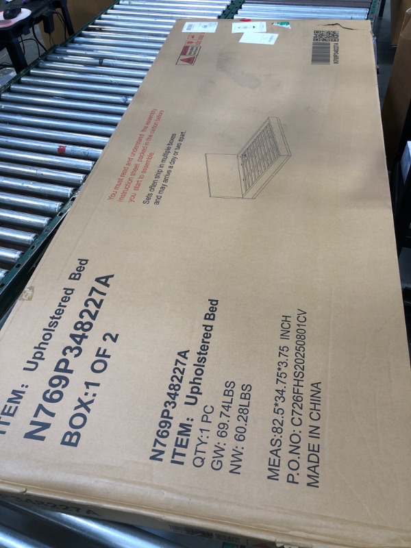 Photo 1 of Upholstered Bed 82.5x34.75x3.75in (Box 1/2)
