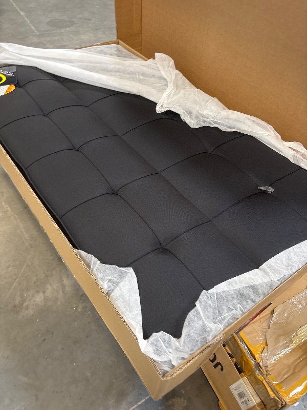 View 2 of Serta® Rane Futon Sofa Bed 66.1", 3-in-1 Convertible Couch Sleeper for Small Spaces, Tufted Back, Twin Size Guest Bed, Black Woven Fabric
