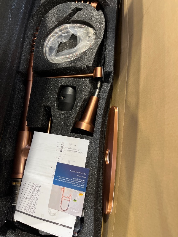 View 3 of Avola Pull Down Kitchen Faucet, Rose Gold, 19.5" H