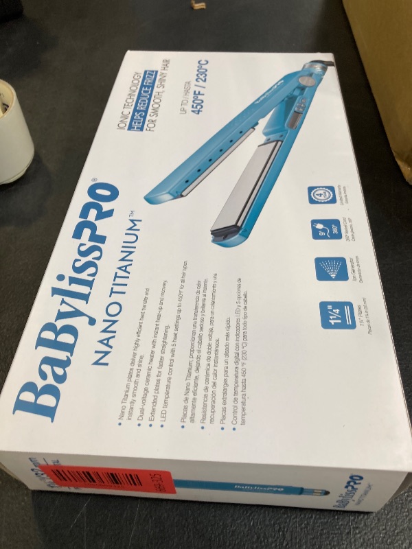 Photo 1 of BaBylissPRO Nano Titanium Ionic 1 1/4" Flat Iron