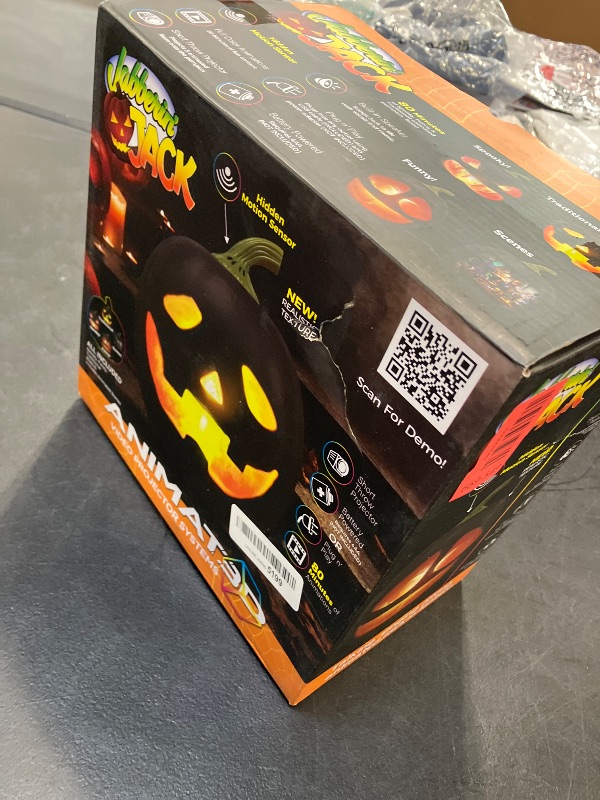 View 2 of ANIMAT3D Jabberin' Jack Talking Pumpkin with Video Projector - 12 Inch Black
