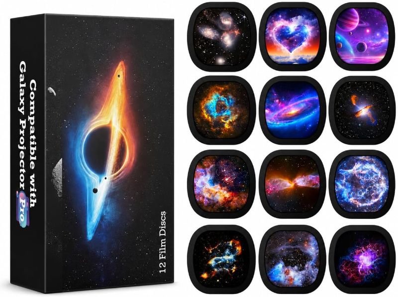 Photo 1 of Galaxy Projector Disc - 12 Realistic Film Discs and Other Same Model Meteor and Galaxy Projector (SKE-TKQ01 & BL-DQY02 Pro) 5K Ultra HD Projector Slides - 12 Disc Set
