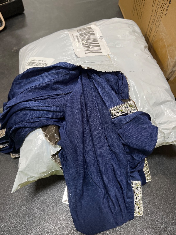 View 2 of PWDAN 100 Pack Navy Blue Spandex Chair Sashes with Buckle