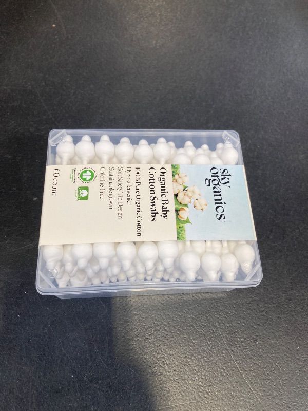 View 2 of Sky Organics Organic Cotton Swabs, 60 Count