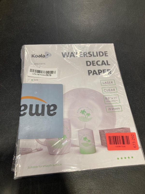 Photo 1 of Koala Waterslide Decal Paper Clear Transparent for Laser Printer - 25 Sheets