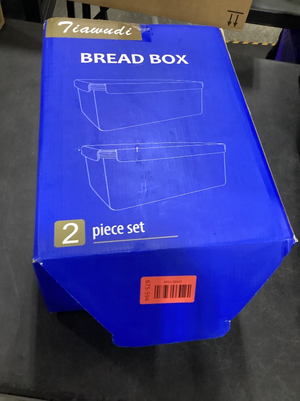 View 2 of Tiawudi 2 Pack Large Bread Box for Kitchen Countertop, Airtight Bread Storage Container for Homemade Bread and Bakery Loaf, Plastic Bread Keeper, 11.6 Qt / 11L Each