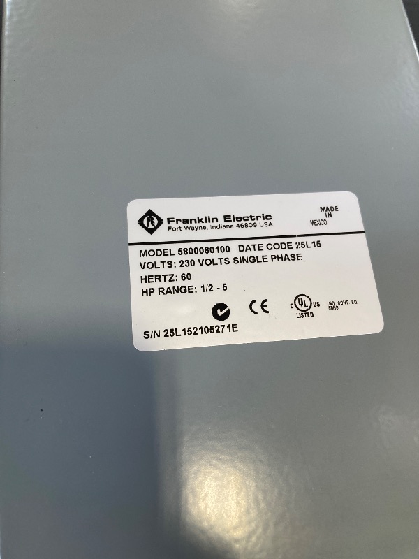 Photo 1 of Franklin Electric Pumptec Plus 5800060100 Pump Protection System