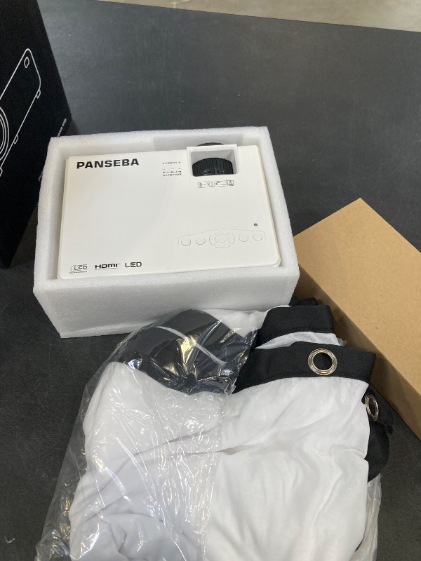 Photo 1 of PANSEBA 1080P Mini Projector with Bluetooth, 200" Screen, White