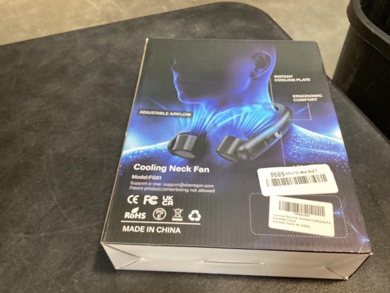 Photo 1 of Portable Neck Fan with Cooling Plates, 6000mAh Rechargeable Wearable Fan with 1-100 Speed Control, Hands-Free Personal Cooling Fan with Digital Display, Adjustable Air Outlets for Travel Outdoor