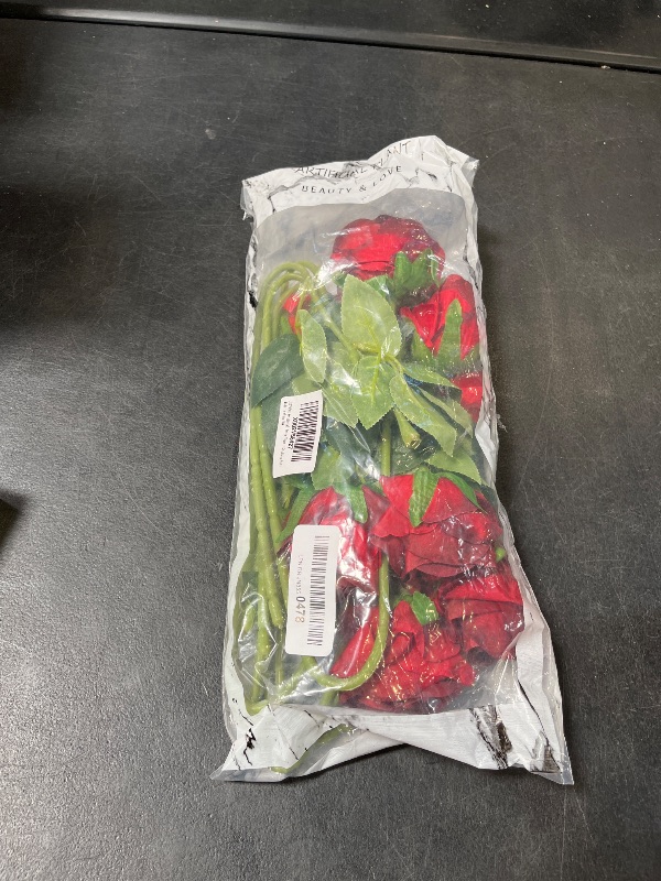 Photo 1 of JUSTOYOU 10 PCS Artificial Roses Flowers - Wine Red