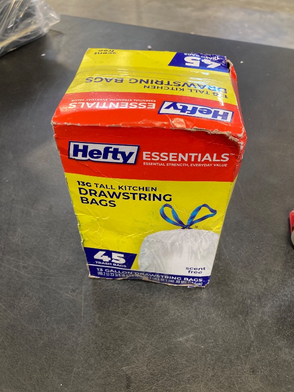 Photo 1 of Hefty Essentials 13 Gallon Kitchen Trash Bags, White, 45 Count