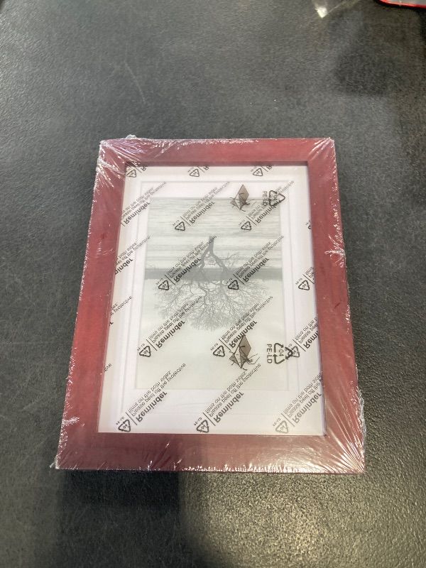 Photo 1 of Egofine 5x7 Solid Wood Picture Frame, Dark Red