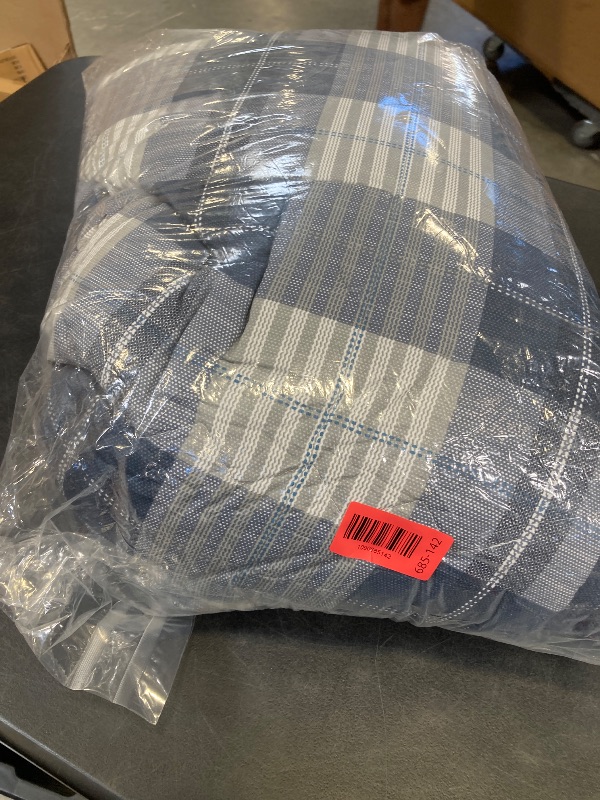 Photo 1 of SLEEPBELLA Comforter Queen Size, 600 Thread Count Cotton Navy Blue & Grey Buffalo Pattern Blue Plaid Comforter Sets,Down Alternative Bedding Set 3Pcs (Queen, Navy Plaid)
