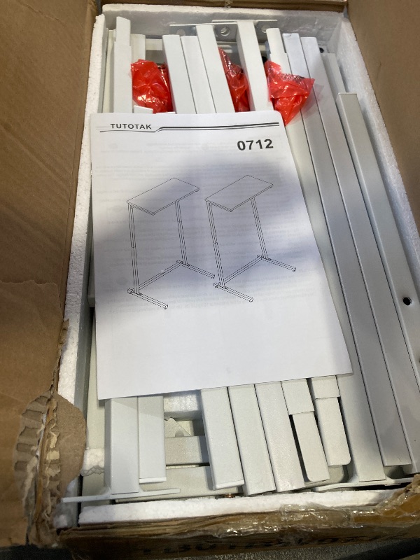 Photo 1 of TUTOTAK C-Shaped End Table Set, White, 28.7" H