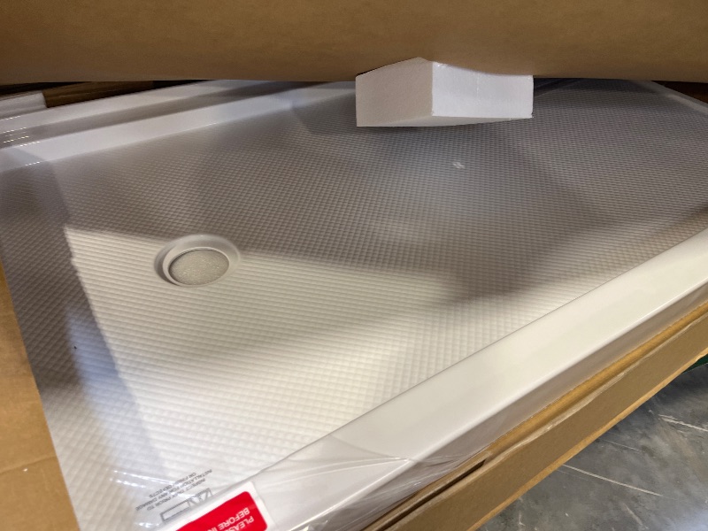 View 3 of DreamLine SlimLine 34 in. D x 60 in. W x 2 3/4 in. H Left Drain Single Threshold Shower Base in White, DLT-1134601