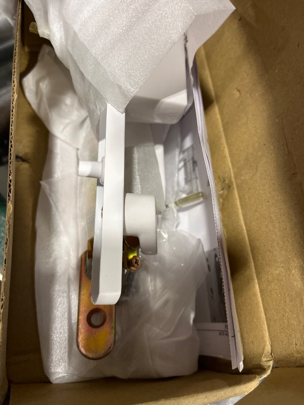 Photo 1 of ACEPLANET Offset Sliding Door Handleset with Mortise Lock, White