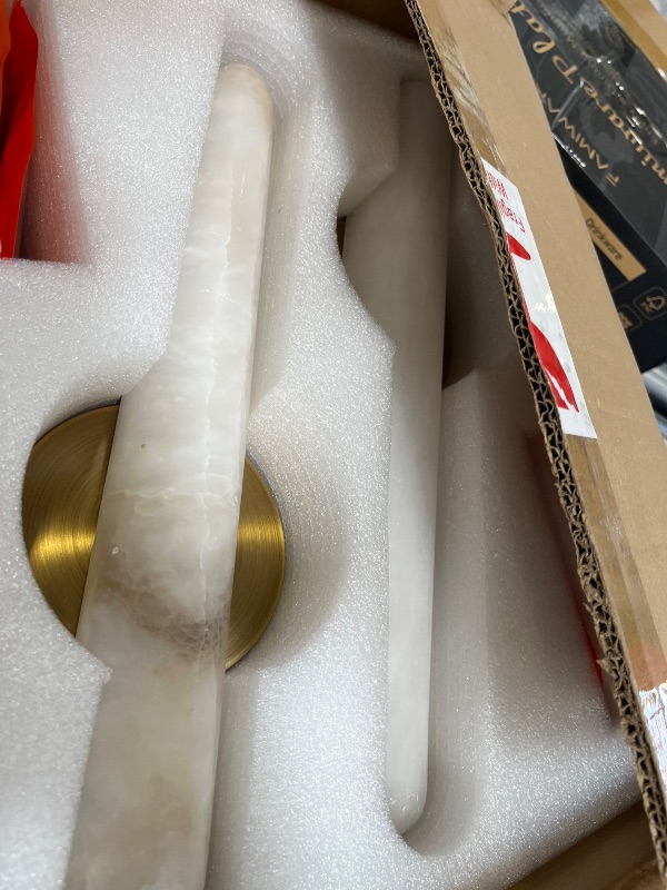 Photo 1 of AIUNCI Alabaster Wall Sconce, Solid Brass, 15.7" L, Set of 2