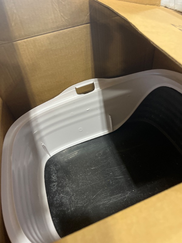 Photo 1 of Arm & Hammer Rimmed Open Cat Litter Box - High Sides, Pearl White/Dark Gray