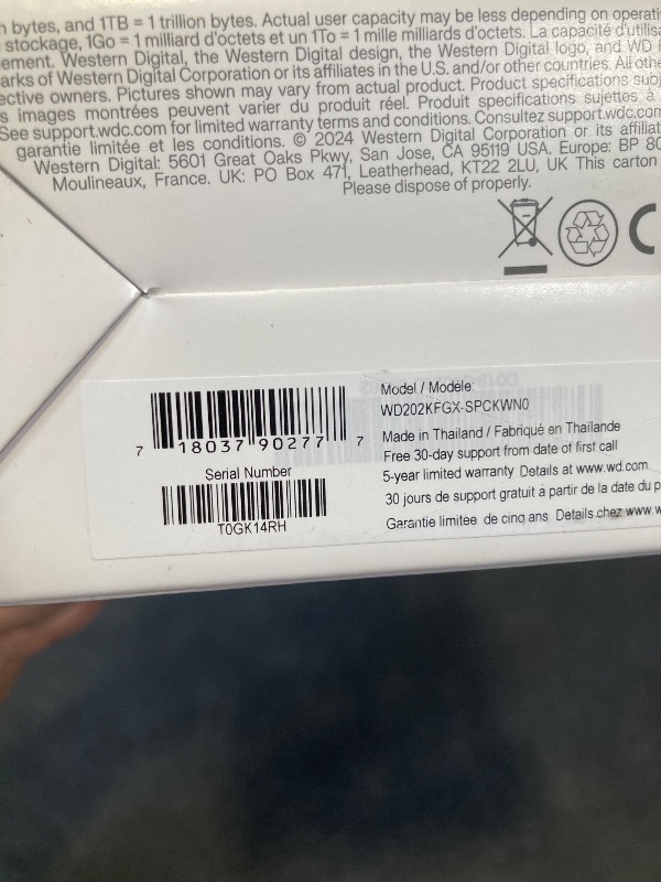 Photo 1 of Western Digital 20TB WD Red Pro Internal Hard Drive