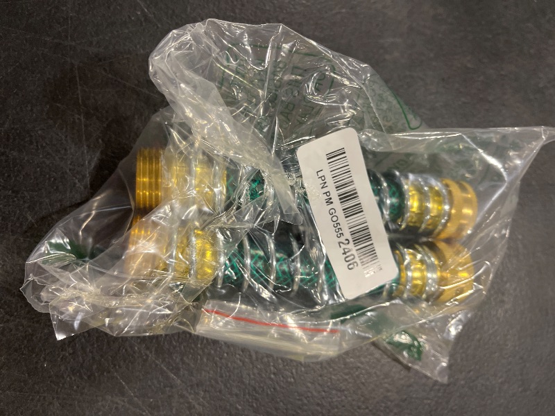 View 2 of Hose Extension Adapter 2-Pack, 3/4" Solid Brass Garden Hose Kink Protector with Coil Spring, Flexible Faucet Connector for Leak-Free Watering, 2 Extra Rubber Washers