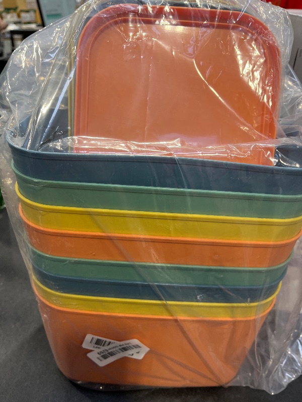 View 2 of ORGIDOL 8 Pack Colorful Storage Bins with Lids Stackable Storage Container for Organizing, Storage Boxes with Handle for Shelves, Cute Storage Bin for Craft, Snacks, 9.85x6.9x5.7 inch