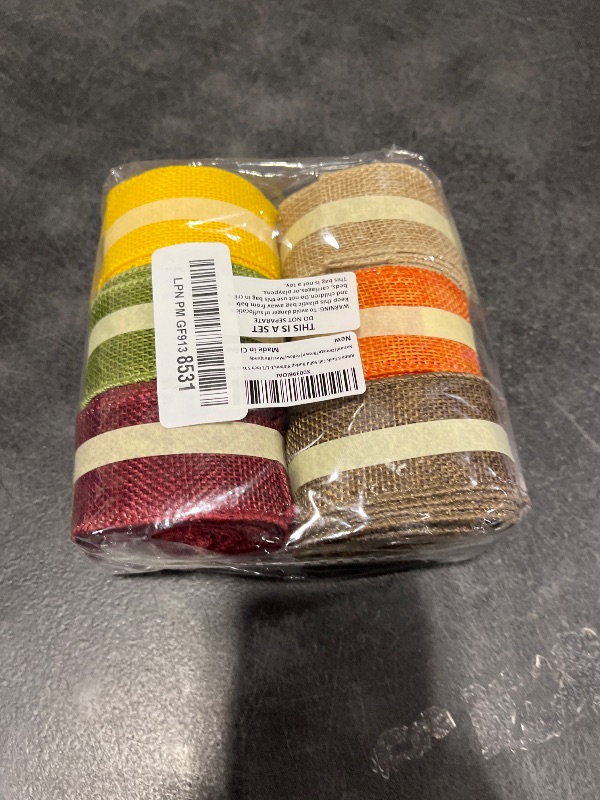 View 2 of Ribbli Fall Burlap Wired Ribbon, 1.5 Inch, 30 Yards Total