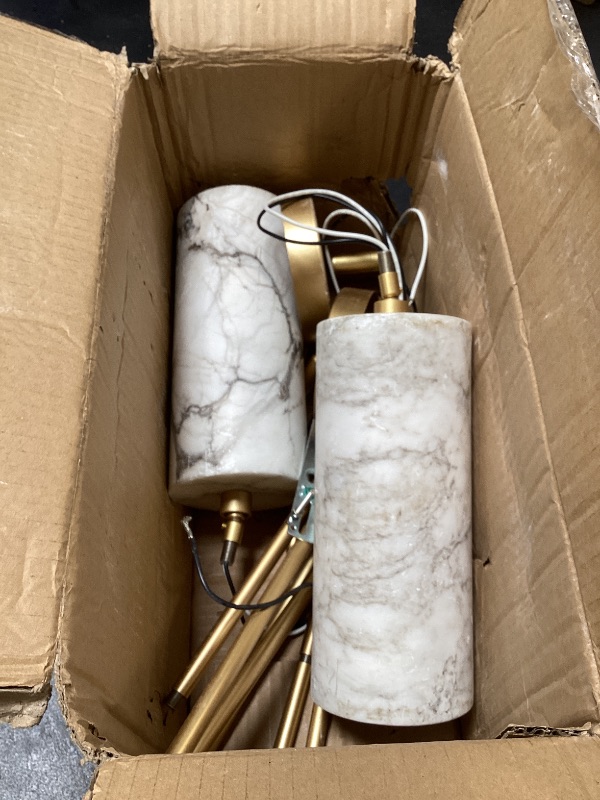 Photo 1 of VANZARLA Alabaster Pendant Light, Gold Finish