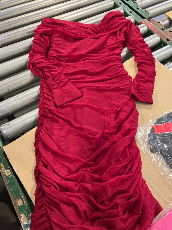 Photo 1 of GOKATOSAU Women Elegant Long Sleeve Off Shoulder Party Mini Dress Grapered size small 