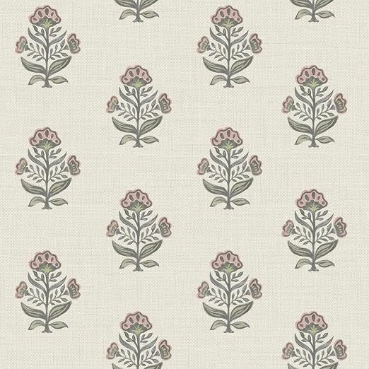 Photo 1 of Heroad Pink Floral Wallpaper Cottage Peel and Stick Wallpaper 17.3''x393'' Faux Linen Texture Contact Paper for Cabinets Removable Self-Adhesive Wall Paper for Bedroom Kitchen Renter Friendly Vinyl