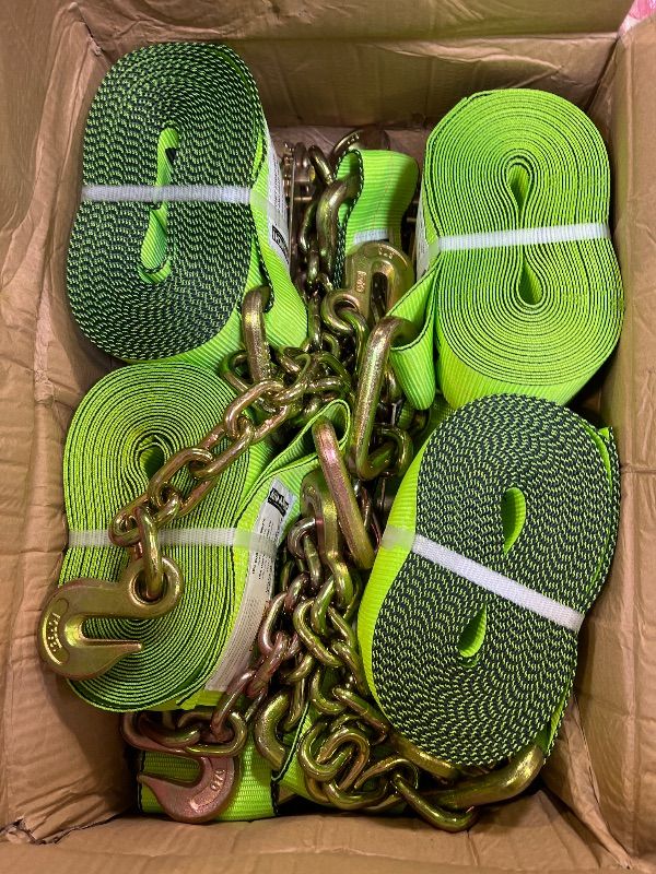 Photo 1 of Mimanchi 4" x 40' Ratchet Straps with Chain Extension (4 Pack)