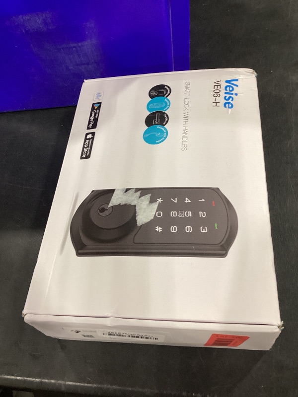 View 2 of Veise VE06-H Smart Lock Handle Set, App Control, Matte Black