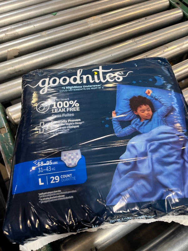 Photo 1 of GoodNites Boys Nighttime Underwear, Size Large, 29 ct 