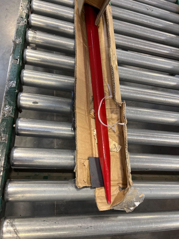 View 2 of 49" Hay Spear Attachment, Bale Spears 3000lbs Loading Capacity, Quick Attach for Bobcat Tractors & Skid Steer Loader with 1pc 49" Red Hay Spear & 2pcs 17" Black Stabilizer Spears Spike Fork Tine