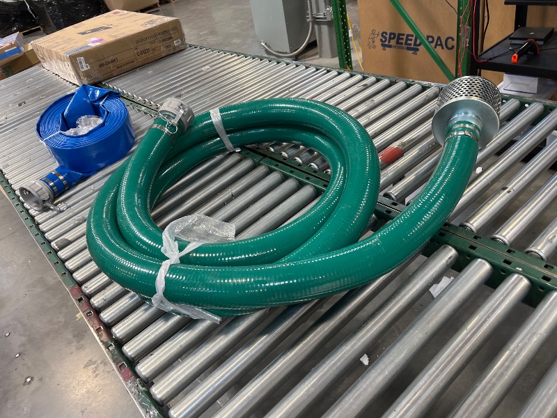 Photo 1 of 3 Inch Discharge Hose Pump Kit Includes 2" x 65' Blue PVC Lay-Flat Backwash Hose & 2" x 20' Green PVC Suction Hose & Steel Round Hole Suction Strainer & Cam and Groove Adapter, for water/trash pump