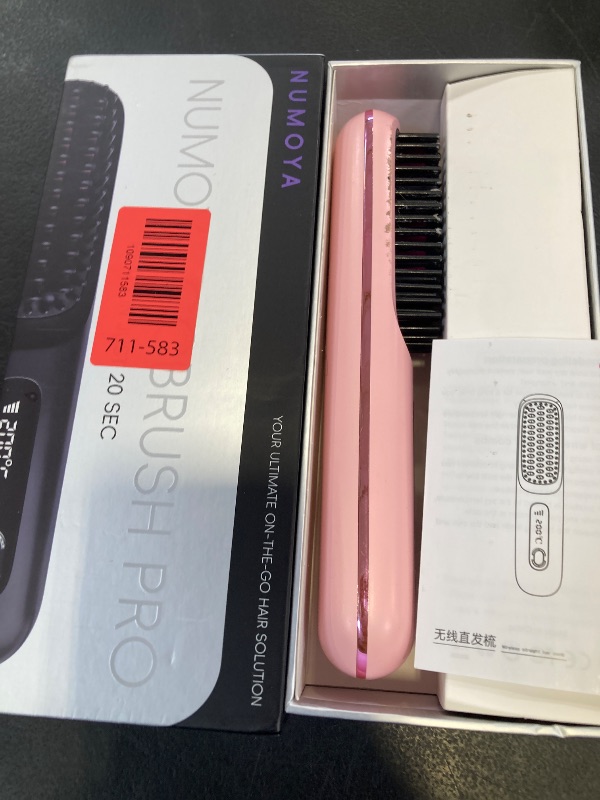 Photo 1 of NUMOYA Go Brush Pro Portable Cordless Hair Straightener Brush, Rechargeable MCH Fast Heating for Women Travel (Pink)