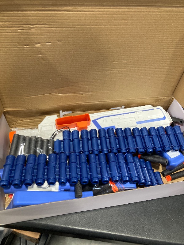 Photo 1 of JakMean Toy Blaster, 30 Dart Clip, 100 Darts, Blue